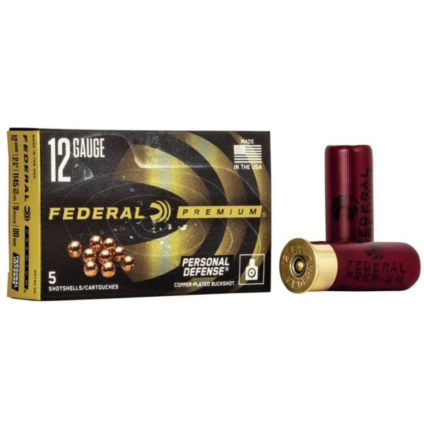 Federal Premium Personal Defense Shotshells 12 ga 2-3/4" 9 plts #00 1145 fps 5/ct