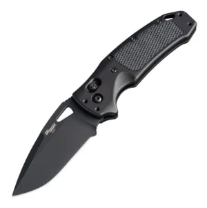 Hogue SIG K320 AXG Pro Folding Knife 3.5" Drop Point - Black Cerakote Finish - Matte Black Alum Frame & Solid Black G10 Insert