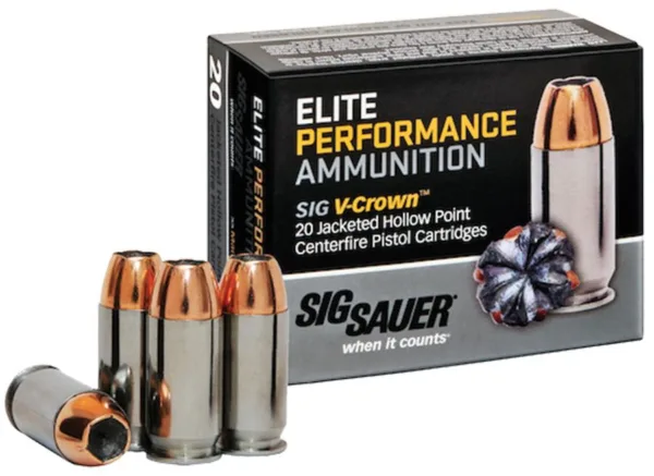 Sig Elite V-Crown Handgun Ammunition  .45 ACP 230 gr JHP 830 fps 20/ct