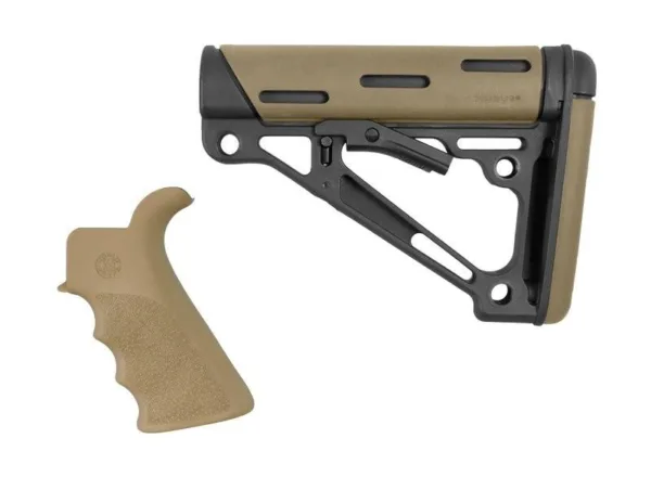 HOGUE AR15 OVERMOLD 6-POSITION BUTTSTOCK & BVR-TAIL GRIP KIT MIL FDE