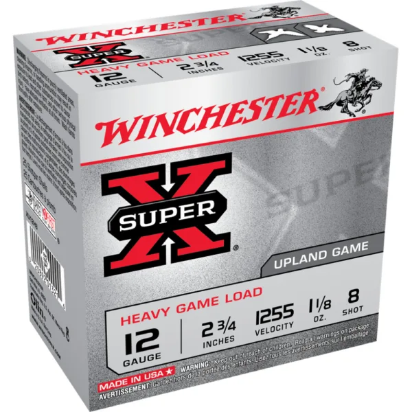 Winchester Super-X Heavy Game Shotshells 12 ga 2-3/4" 1-1/8 oz 1255 fps #8 25/ct