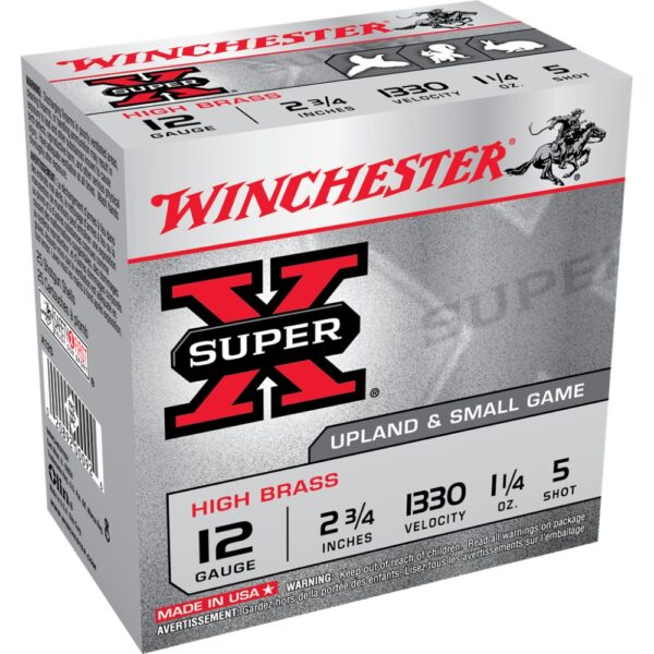 Winchester Super-X High-Brass Shotshells 12 ga 2-3/4" 1-1/4 oz 1330 fps #5 25/ct