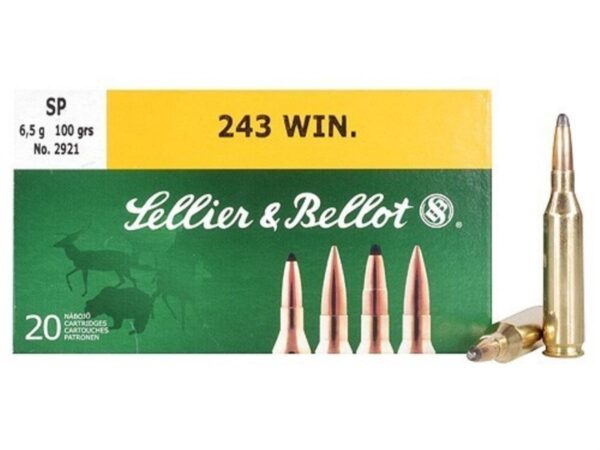 Sellier & Bellot Rifle Ammunition .243 Win 100 gr SP 2854 fps - 20/box