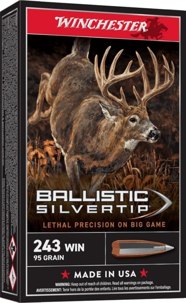 Winchester Ballistic Silvertip Rifle Ammunition .243 Win 95 gr. PT 3100 fps 20/ct