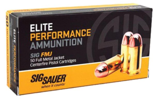 Sig Elite Performance Handgun Ammunition 9mm Luger 115 gr FMJ 1185 fps 50/ct